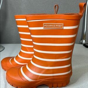 Polarn O. Pyret Orange and White Rain & Snow Boots
